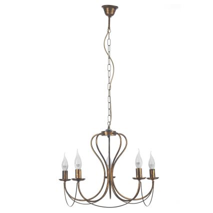 ONLI - Luster na lancu CANDELA 5xE14/6W/230V bronzana