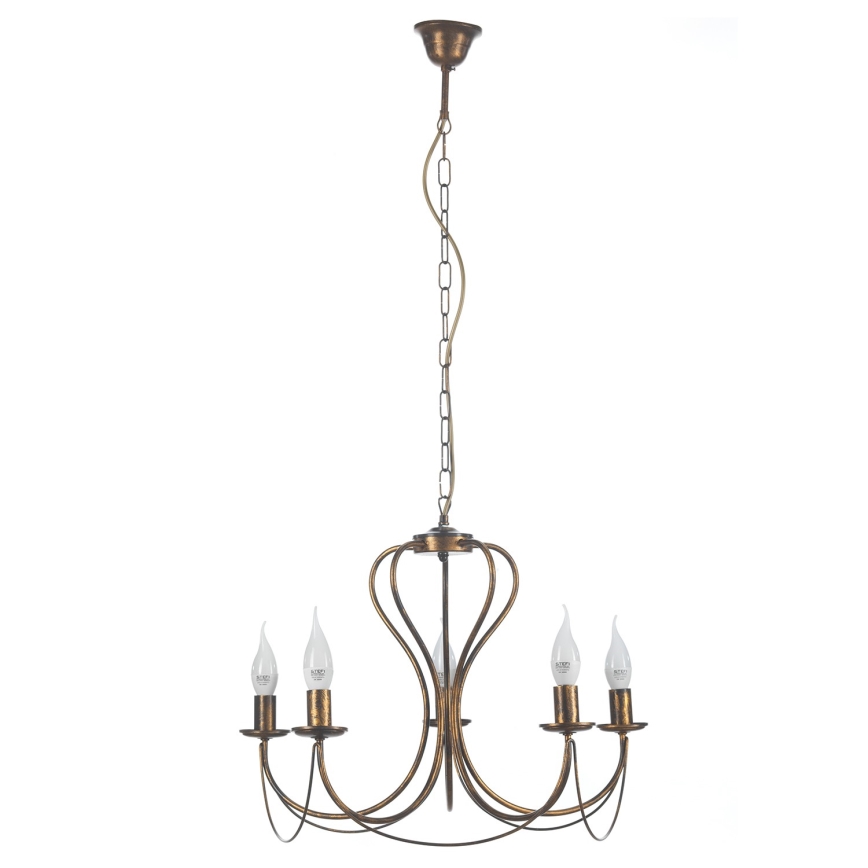ONLI - Luster na lancu CANDELA 5xE14/6W/230V bronzana