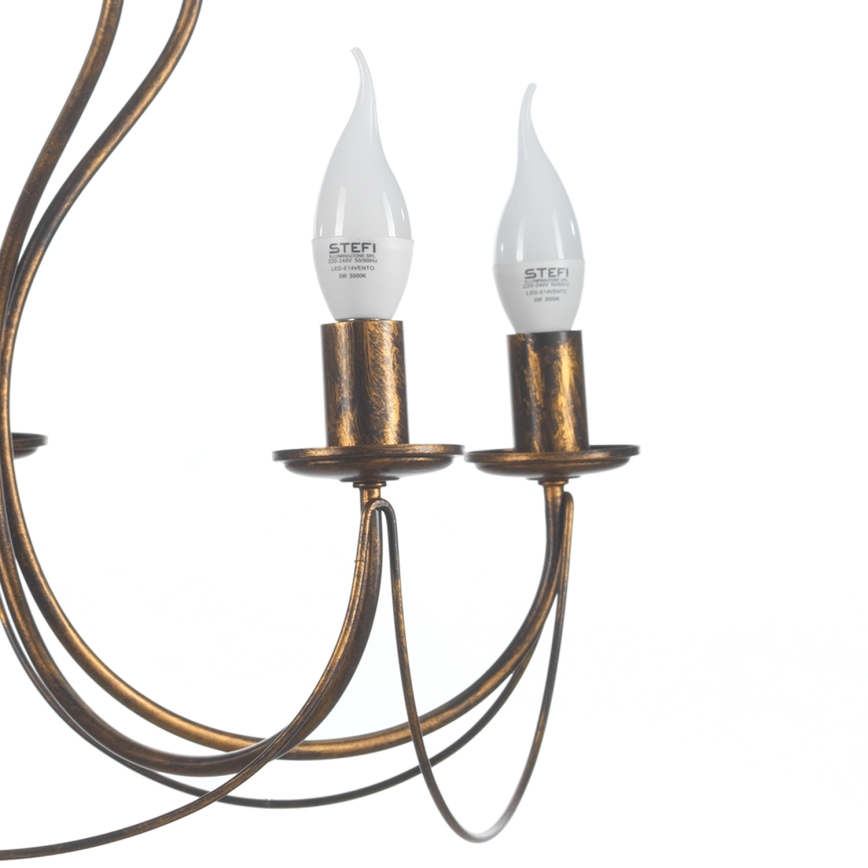 ONLI - Luster na lancu CANDELA 5xE14/6W/230V bronzana