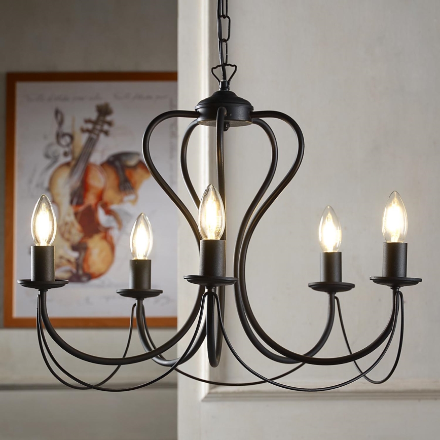 ONLI - Luster na lancu CANDELA 5xE14/6W/230V crno