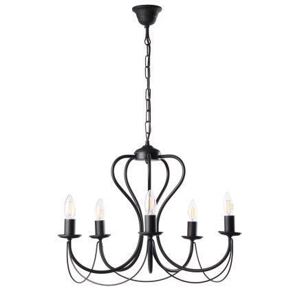 ONLI - Luster na lancu CANDELA 5xE14/6W/230V crno