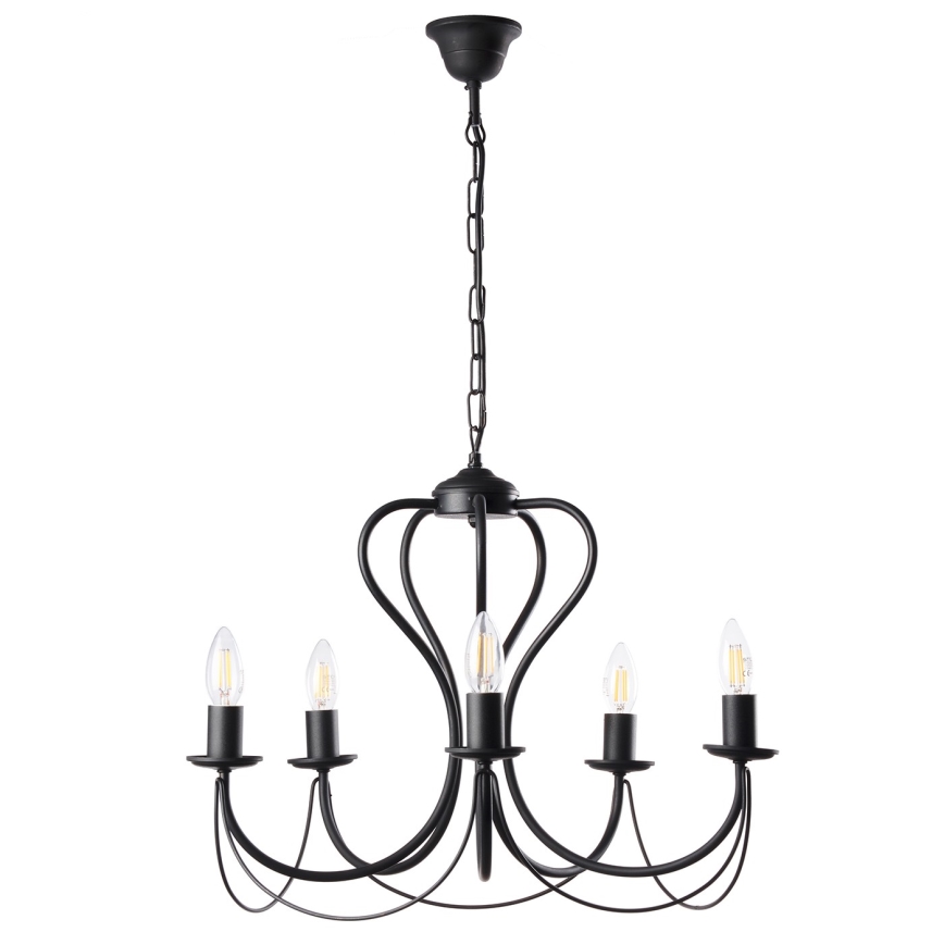 ONLI - Luster na lancu CANDELA 5xE14/6W/230V crno