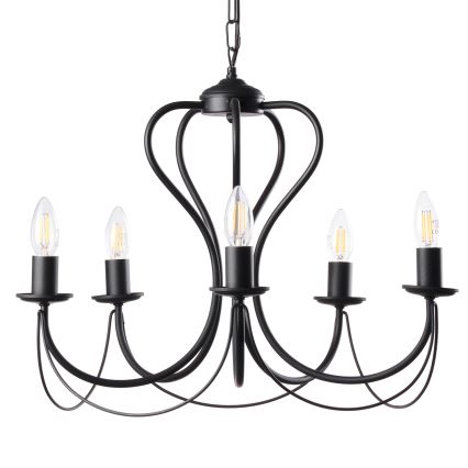ONLI - Luster na lancu CANDELA 5xE14/6W/230V crno