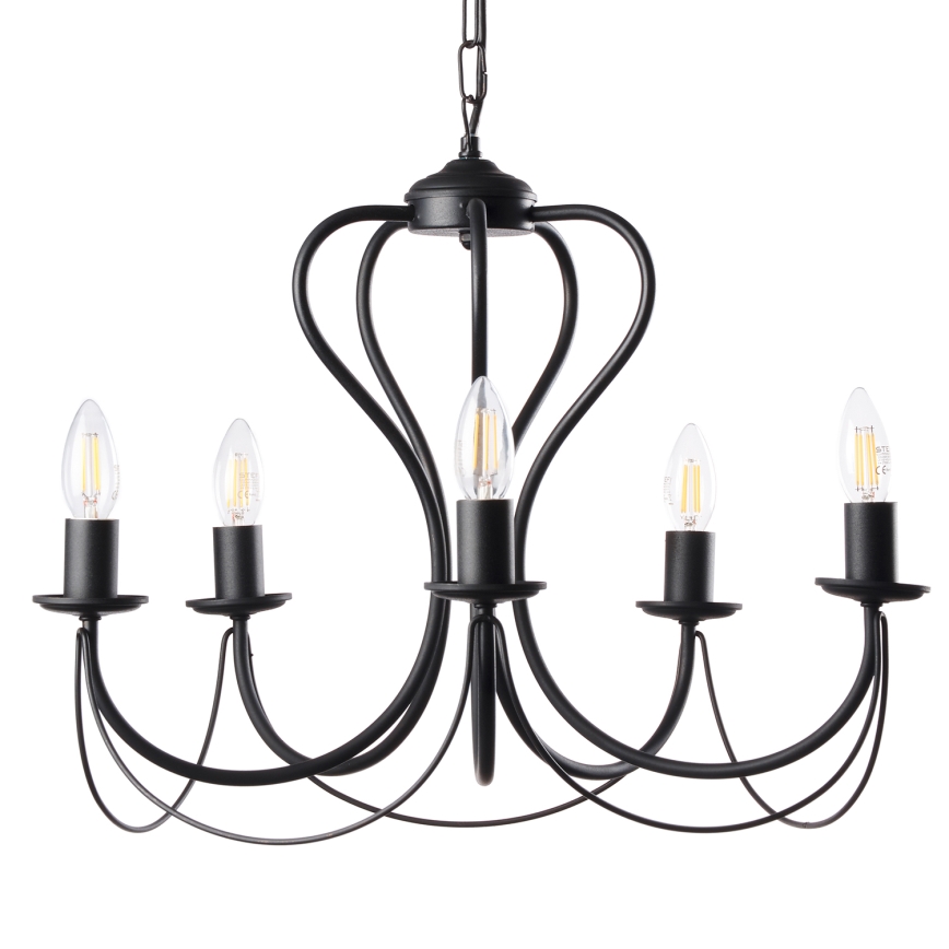 ONLI - Luster na lancu CANDELA 5xE14/6W/230V crno