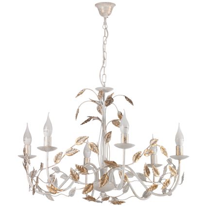 ONLI - Luster na lancu COLLANA 6xE14/6W/230V bela/zlatna