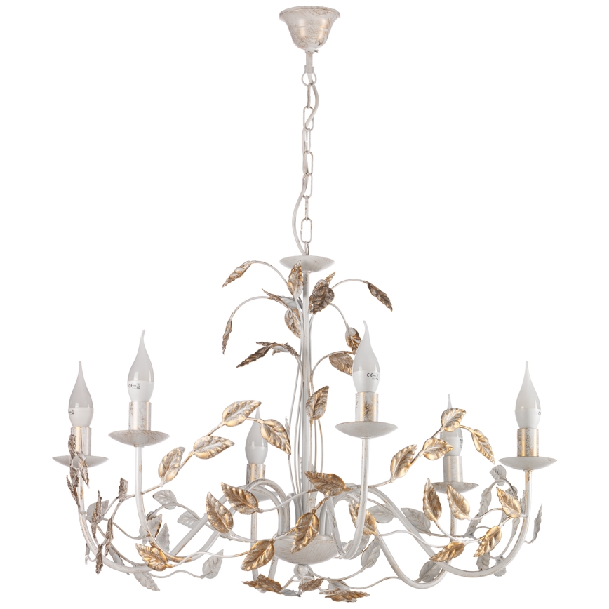 ONLI - Luster na lancu COLLANA 6xE14/6W/230V bela/zlatna