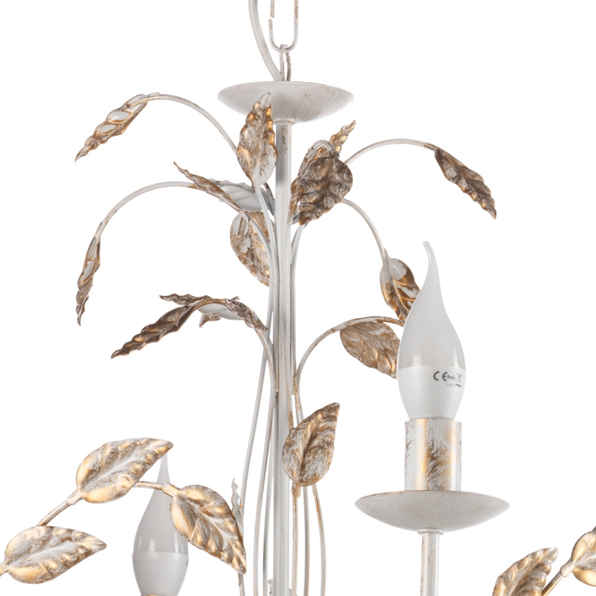 ONLI - Luster na lancu COLLANA 6xE14/6W/230V bela/zlatna