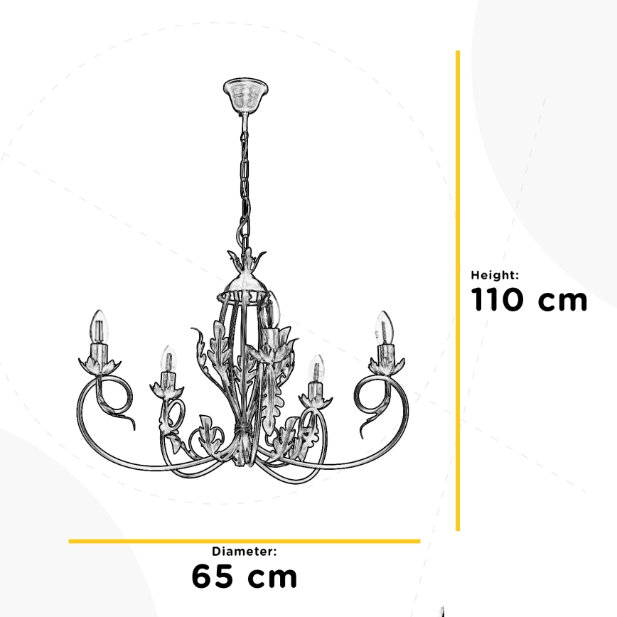 ONLI - Luster na lancu GRETEL 5xE14/6W/230V