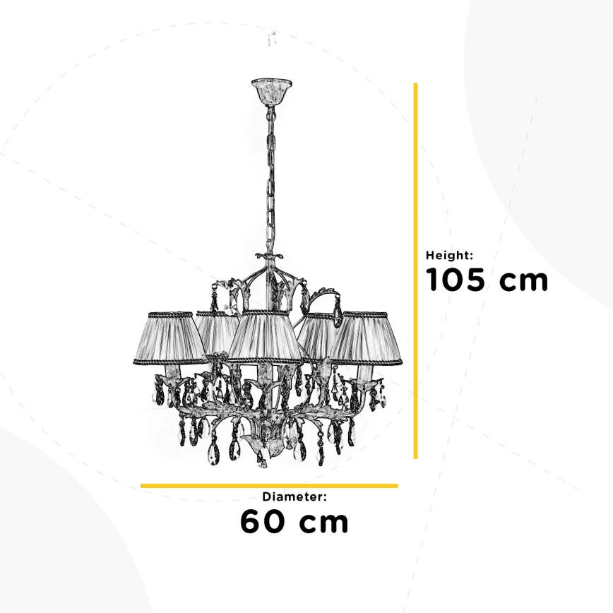 ONLI - Luster na lancu KAREN 5xE14/6W/230V bela