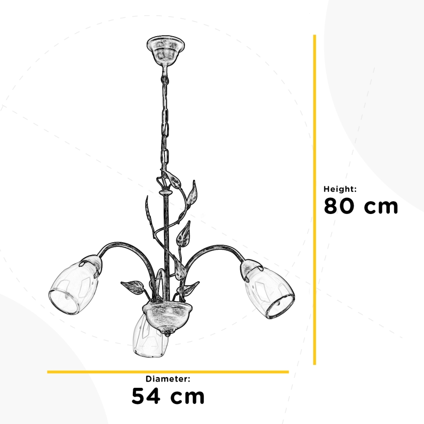 ONLI - Luster na lancu LILIANA 3xE14/6W/230V