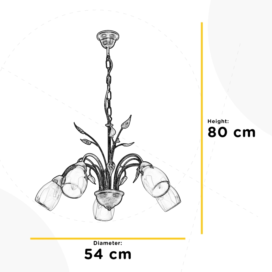 ONLI - Luster na lancu LILIANA 5xE14/6W/230V