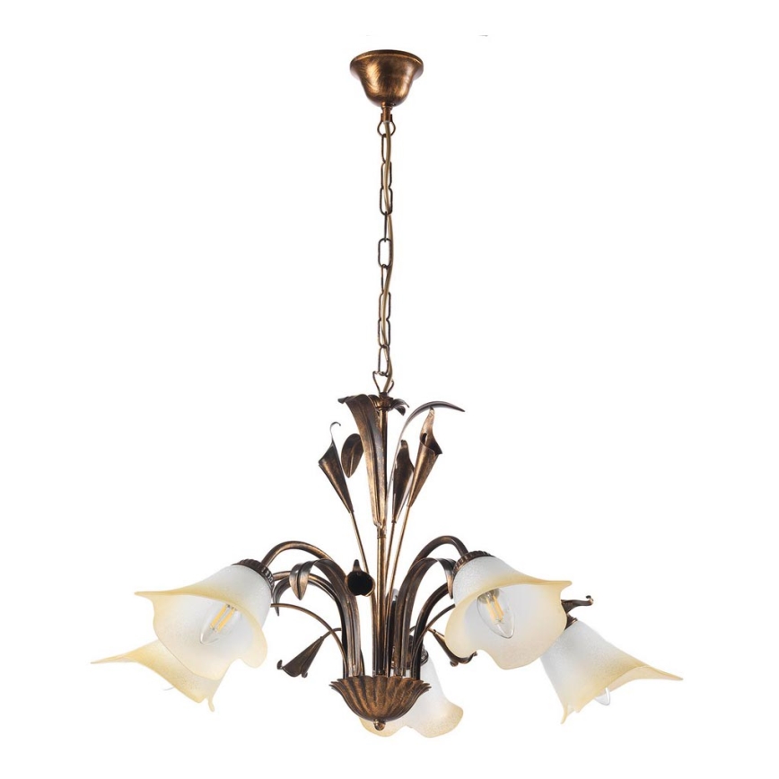 ONLI - Luster na lancu LUCREZIA 5xE14/6W/230V bronzana
