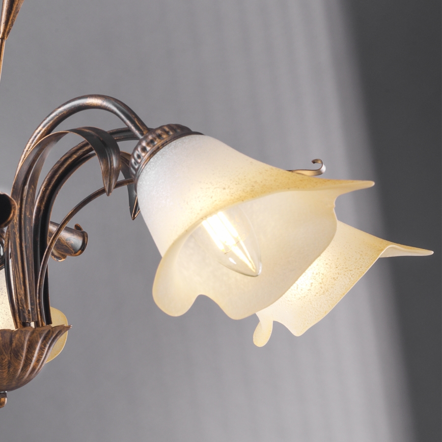 ONLI - Luster na lancu LUCREZIA 5xE14/6W/230V bronzana