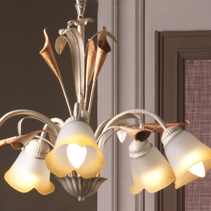 ONLI - Luster na lancu LUCREZIA 5xE14/6W/230V kremasta