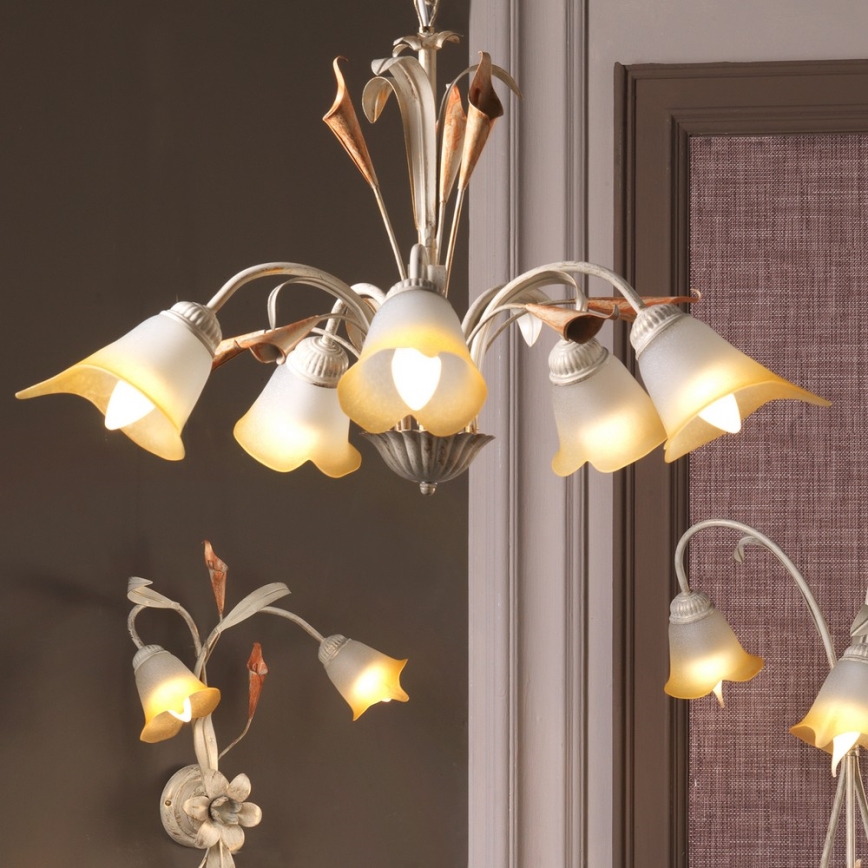 ONLI - Luster na lancu LUCREZIA 5xE14/6W/230V kremasta