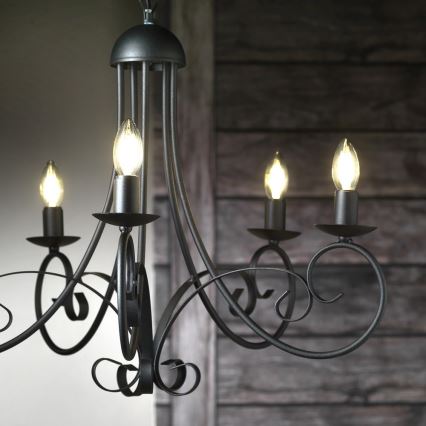 ONLI - Luster na lancu POMPEI 5xE14/6W/320V crno