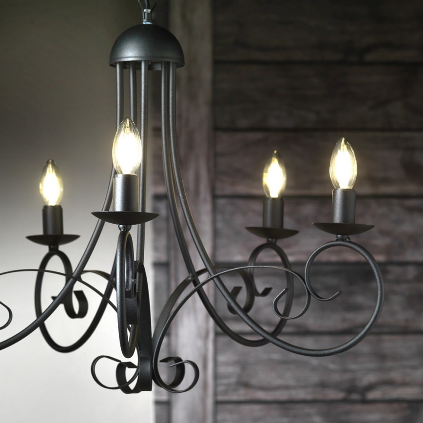 ONLI - Luster na lancu POMPEI 5xE14/6W/320V crno