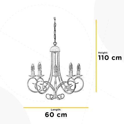 ONLI - Luster na lancu POMPEI 5xE14/6W/320V crno