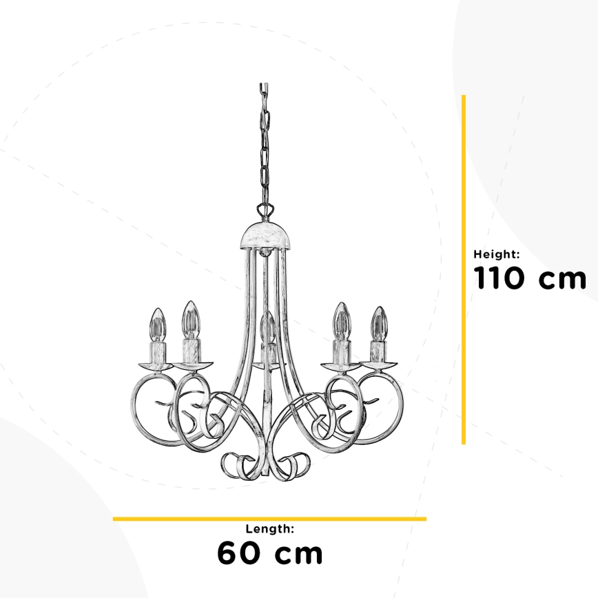 ONLI - Luster na lancu POMPEI 5xE14/6W/320V crno
