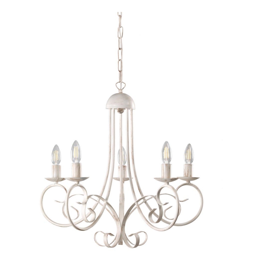 ONLI - Luster na lancu POMPEI 5xE14/6W/320V kremasta