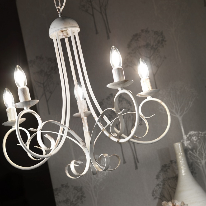 ONLI - Luster na lancu POMPEI 5xE14/6W/320V kremasta