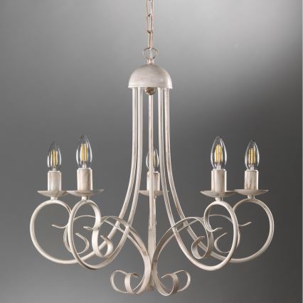 ONLI - Luster na lancu POMPEI 5xE14/6W/320V kremasta