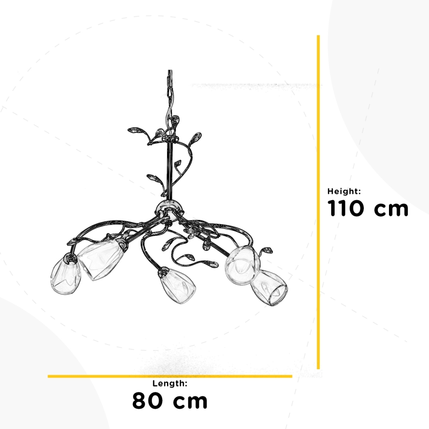 ONLI - Luster na lancu SHARON 5xE14/6W/230V