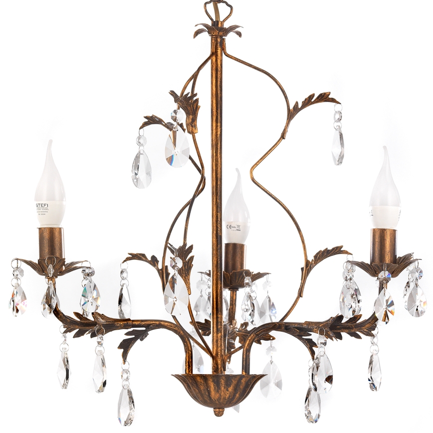 ONLI - Luster na lancu TERESA 3xE14/6W/230V bronzana