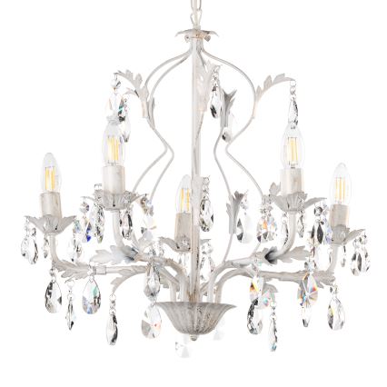 ONLI - Luster na lancu TERESA 5xE14/6W/230V bela