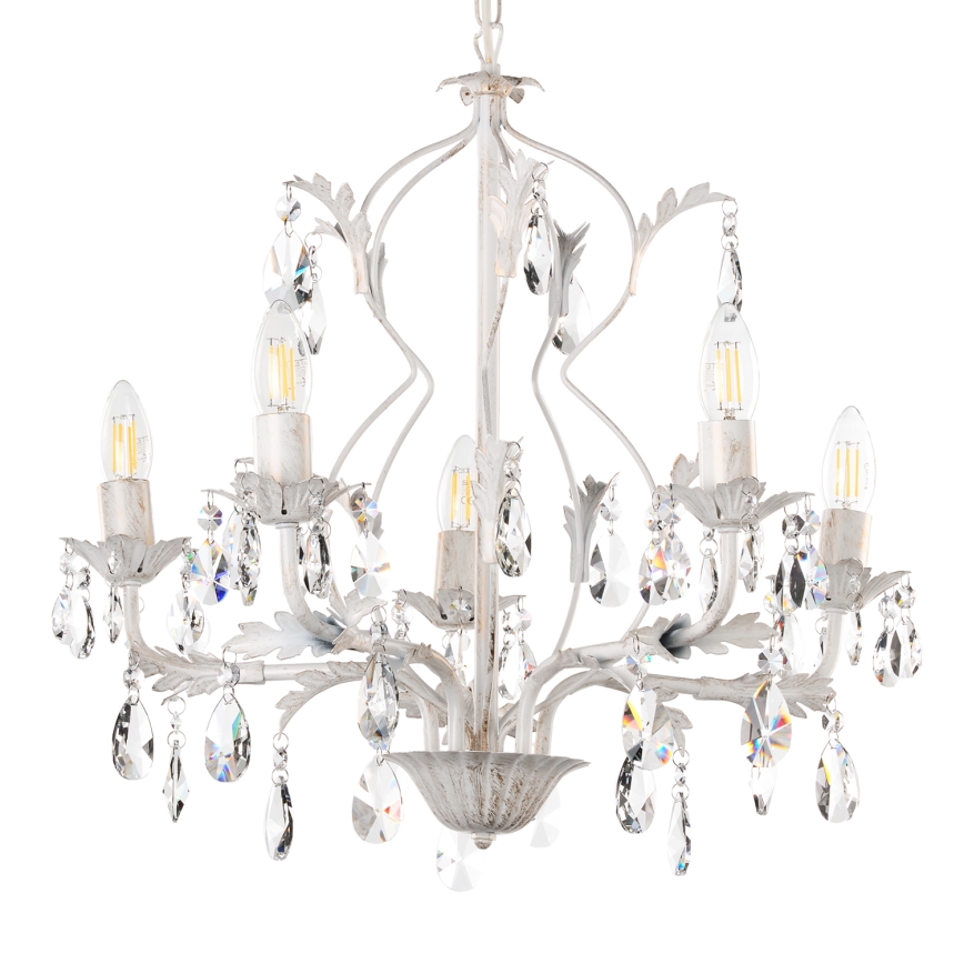 ONLI - Luster na lancu TERESA 5xE14/6W/230V bela