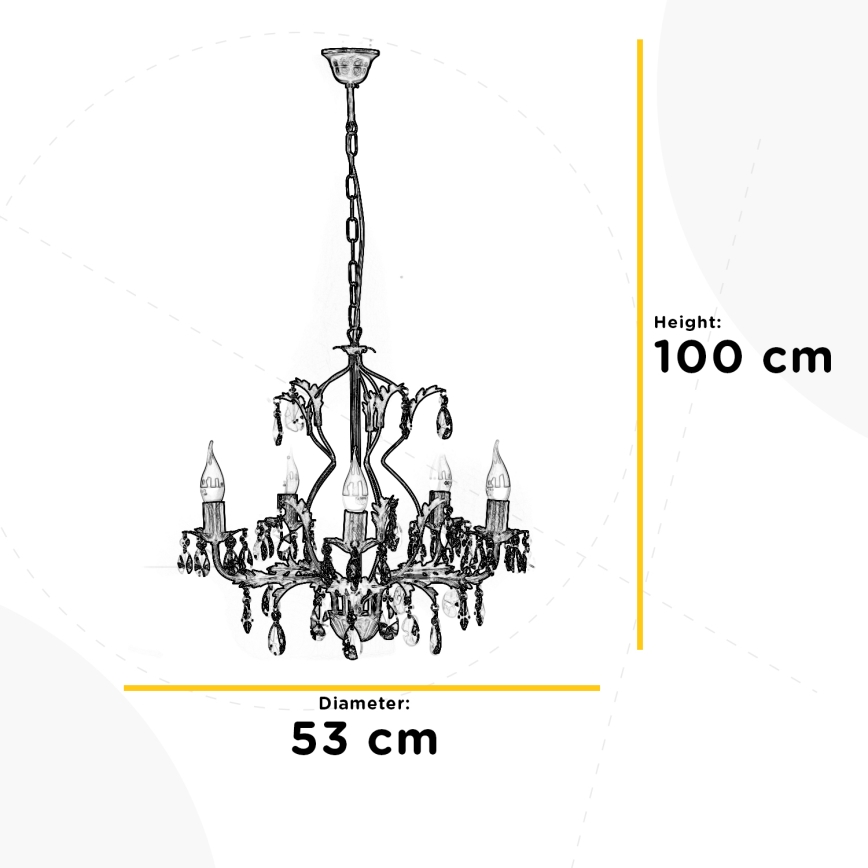 ONLI - Luster na lancu TERESA 5xE14/6W/230V bela