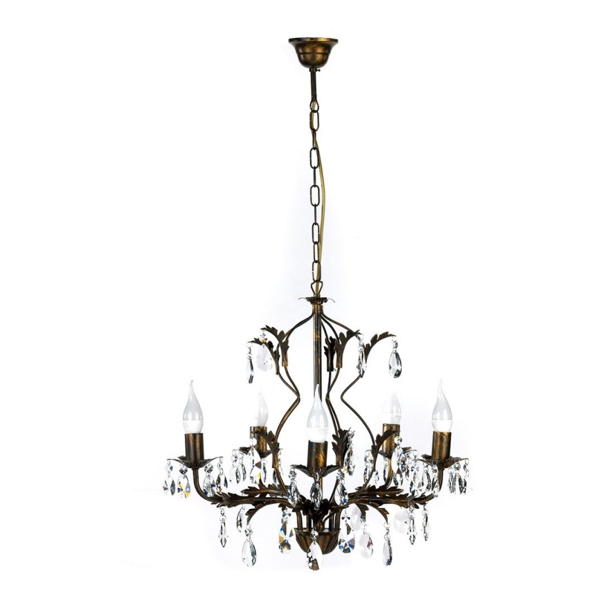 ONLI - Luster na lancu TERESA 5xE14/6W/230V bronzana