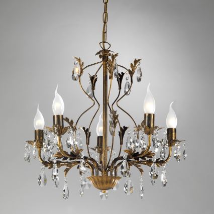 ONLI - Luster na lancu TERESA 5xE14/6W/230V bronzana