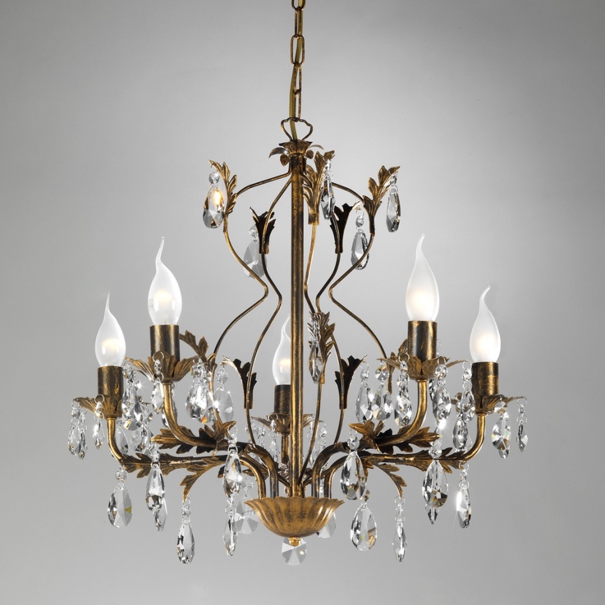 ONLI - Luster na lancu TERESA 5xE14/6W/230V bronzana