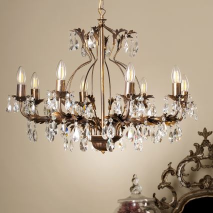 ONLI - Luster na lancu TERESA 8xE14/6W/230V bronzana