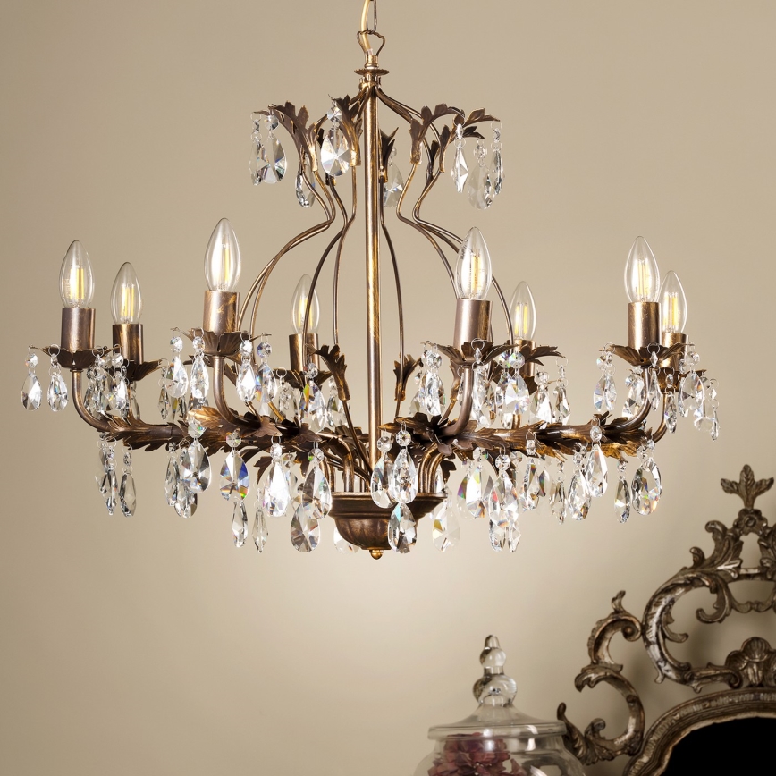 ONLI - Luster na lancu TERESA 8xE14/6W/230V bronzana