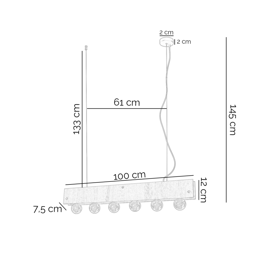 ONLI - Luster na sajli ARGO 6xE27/22W/230V sivo
