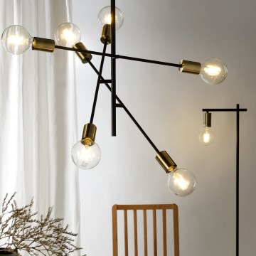 ONLI - Luster na sajli CROSS 6xE27/22W/230V crno/mesing