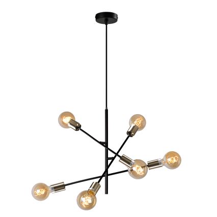 ONLI - Luster na sajli CROSS 6xE27/22W/230V crno/mesing