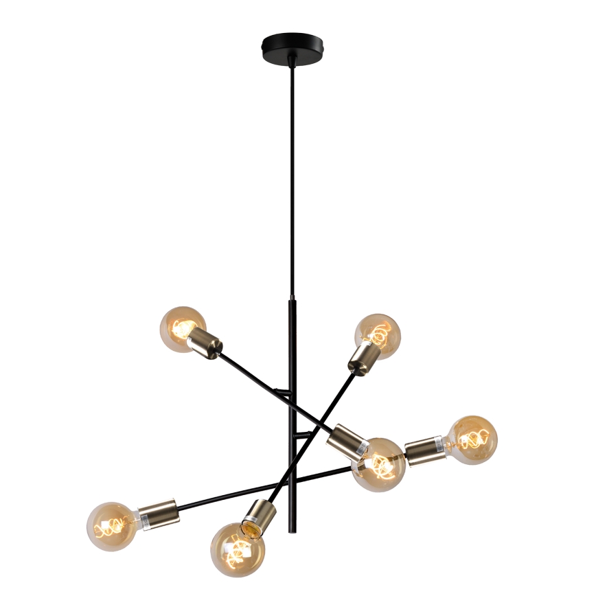 ONLI - Luster na sajli CROSS 6xE27/22W/230V crno/mesing