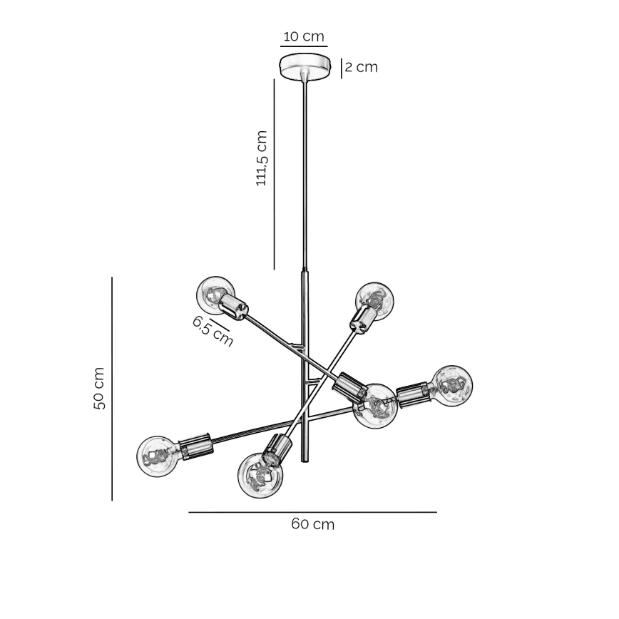 ONLI - Luster na sajli CROSS 6xE27/22W/230V crno/mesing