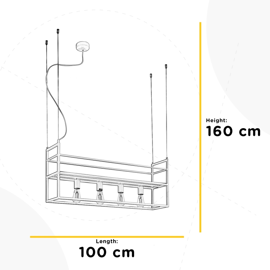 ONLI - Luster na sajli sa policom JEFFER 4xE27/22W/230V bela