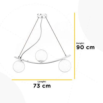 ONLI - Luster na sajli TRIO 3xE14/6W/230V crno