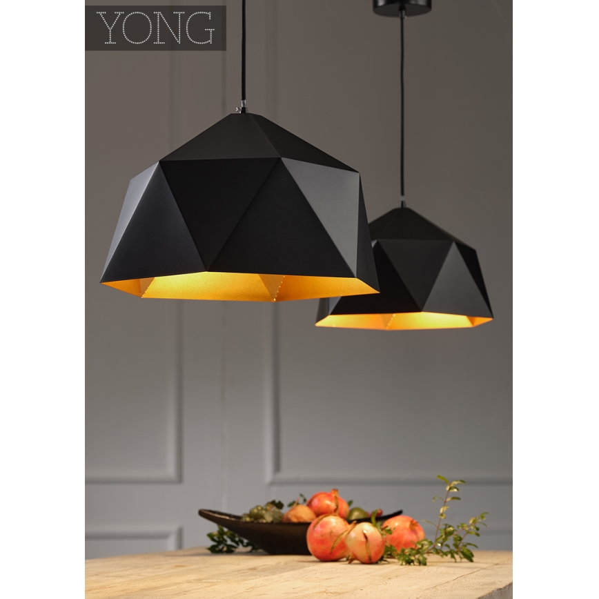 ONLI - Luster na sajli YONG 1xE27/22W/230V crno pr. 46 cm