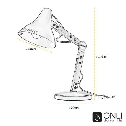 ONLI - Stona lampa ARCHITETTO 1xE27/22W/230V 62 cm sivo/braon