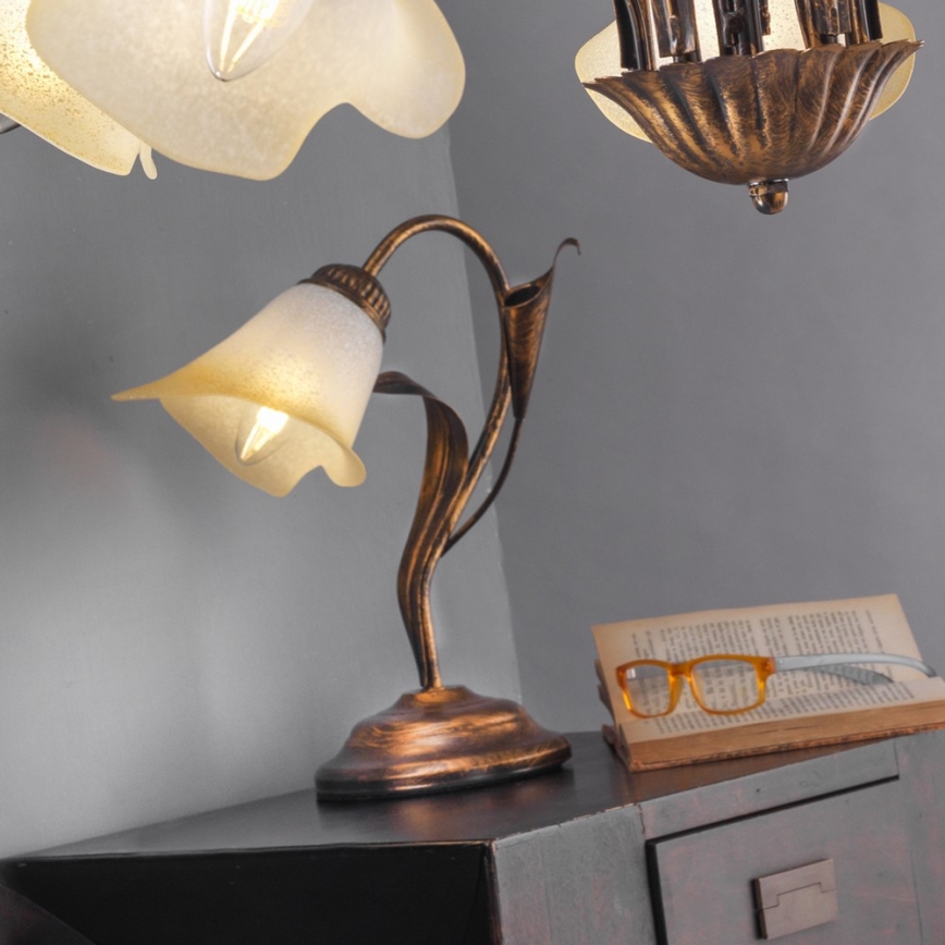 ONLI - Stona lampa LUCREZIA 1xE14/6W/230V bronzana