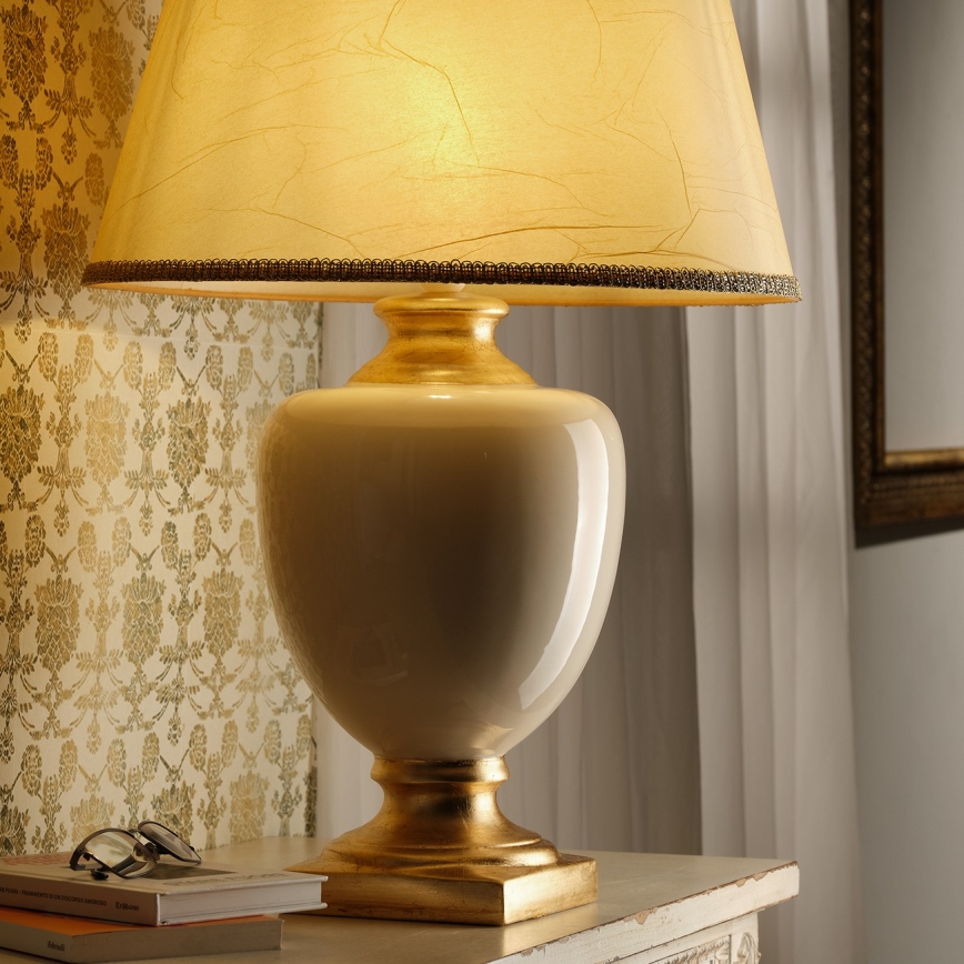 ONLI - Stona lampa MOZART 1xE27/22W/230V bež/zlatna 75 cm