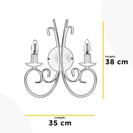 ONLI - Zidna lampa POMPEI 2xE14/6W/230V crno