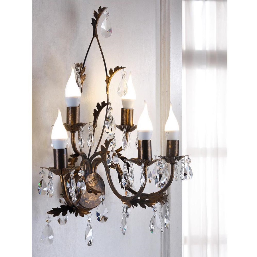 ONLI - Zidna lampa TERESA 5xE14/6W/230V bronzana
