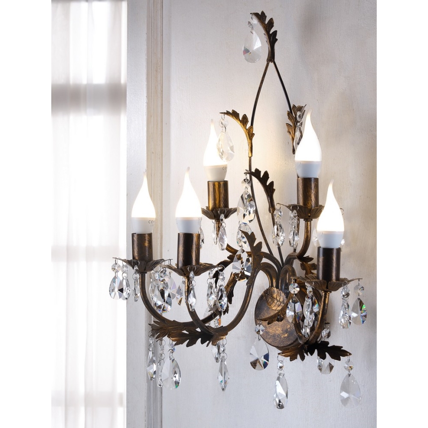 ONLI - Zidna lampa TERESA 5xE14/6W/230V bronzana